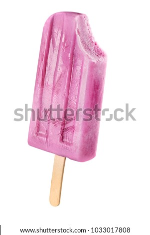 Pink raspberry ice pop isolated on white background with clipping path  Royalty-Free Stock Photo #1033017808