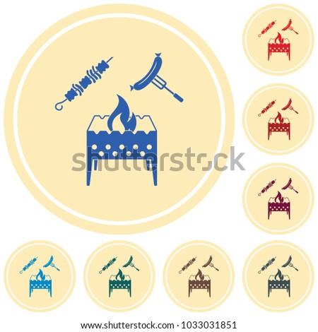 Brazier, kebab and sausage icon. Vector illustration

