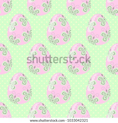 seamless vector illustration background of easter eggs painted