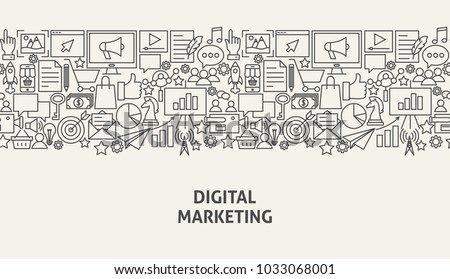 Digital Marketing Banner Concept. Vector Illustration of Line Web Design.