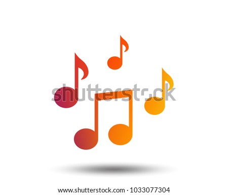 Music notes sign icon. Musical symbol. Blurred gradient design element. Vivid graphic flat icon. Vector