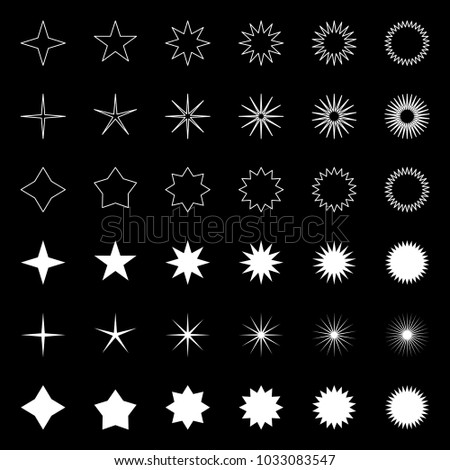 Flat firework star for festive background. Objects isolated on dark background.
