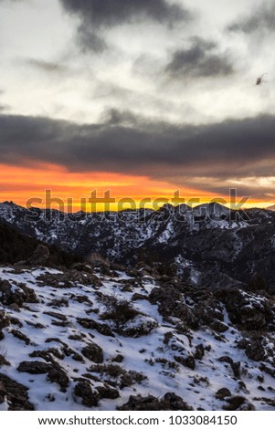 Beautiful Sunset At Sierra nevada, granada, spain
