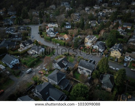 Aerial shot of a village in Canada