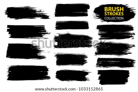 Vector large set different grunge brush strokes. Dirty artistic design elements isolated on white background. Black ink vector brush strokes Royalty-Free Stock Photo #1033152865