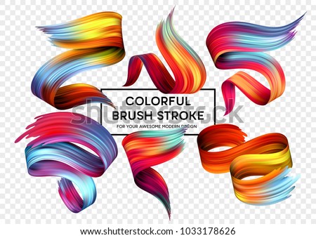 Set of colorful brush strokes. Modern design element. Vector illustration