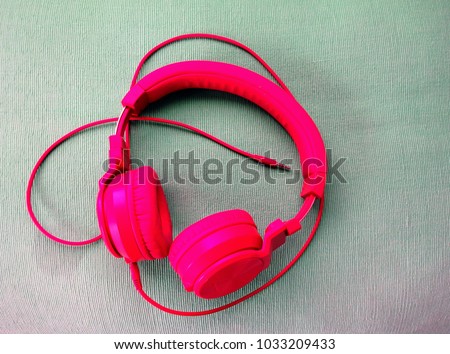 colorful plastic music headphones isolated