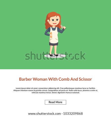Barber Woman With Comb And Scissor Information