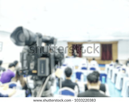 Video camera operator working.online business coach making presentation for website.event and seminar production equipment concept.