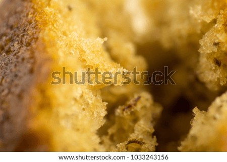 This detail of banana cake with macro picture