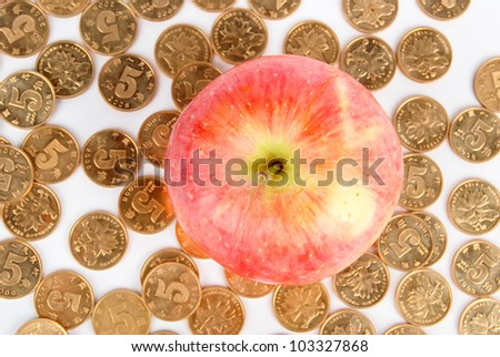 Red apple and coin