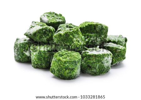 Frozen spinach isolated over white Royalty-Free Stock Photo #1033281865