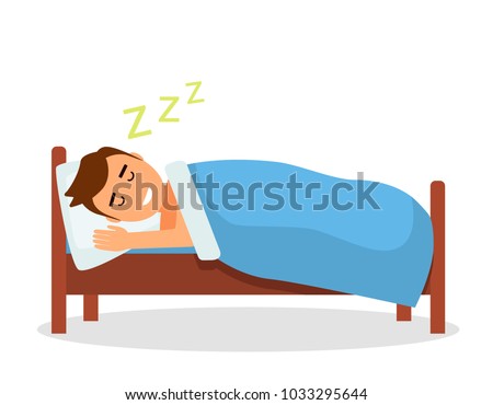 A baby boy sleeps a sweet dream in his bed under a blanket. Isolated vector illustration in a flat cartoon style
