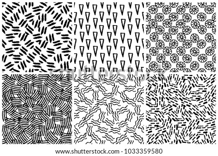 hand drawn seamless pattern made with ink
