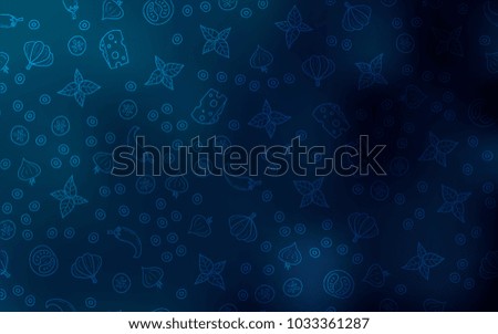 Dark BLUE vector template with organic meal. Blurred decorative design of snacks in doodle style. Pattern for ad, booklets, leaflets of restaurants.