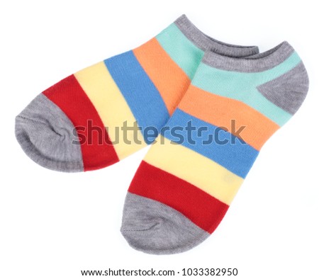 cute colorful socks isolated on white background