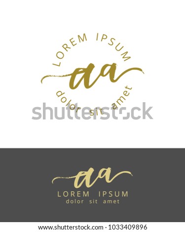 A A. Initials Monogram Logo Design. Dry Brush Calligraphy Artwork