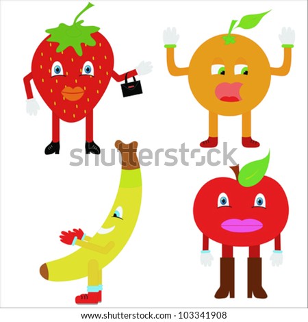 Funny cartoons fruits vector