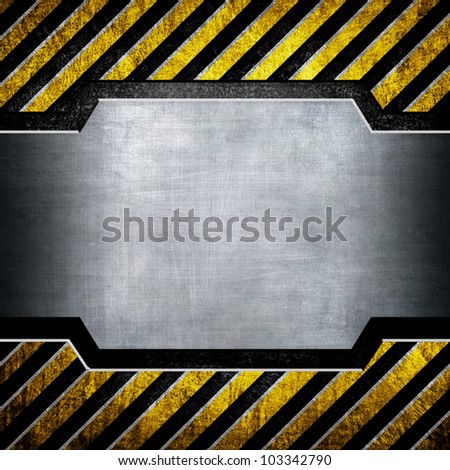 metal plate with black and yellow stripes