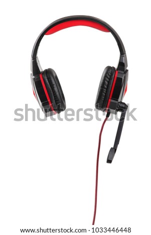 Headphones with microphone on a white background