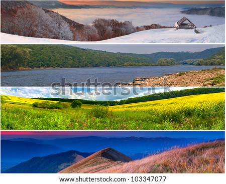 Set of the 4 seasons landscape for banners