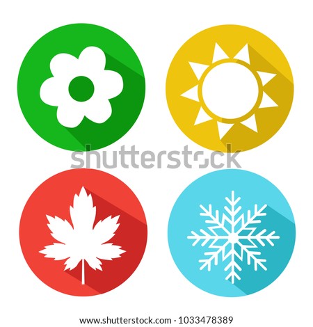Vector Set of Seasons Icons. Winter, Spring, Summer, Autumn.