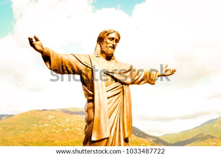 Warm and bright Picture of Jesus statue in Propriano, Corsica