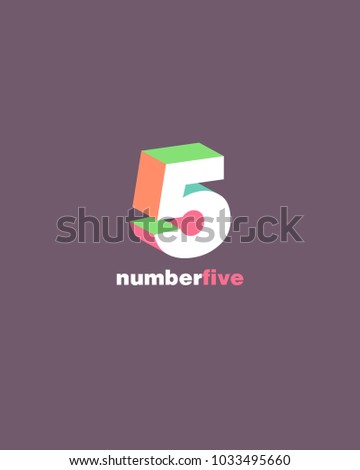 3D Number 5 five vector template.
