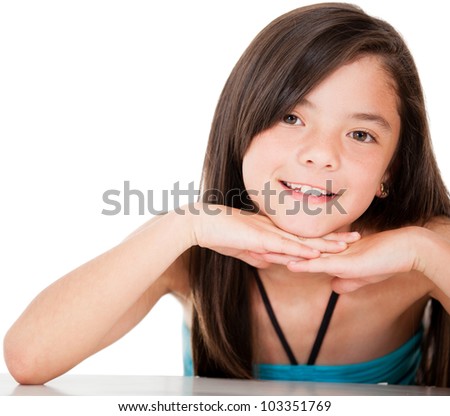 Lovely girl portrait - isolated over a white background