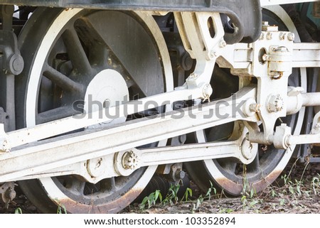Closeup vintage steam locomotive Royalty-Free Stock Photo #103352894