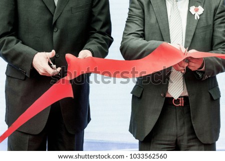 Business people on Ribbon cutting ceremony 