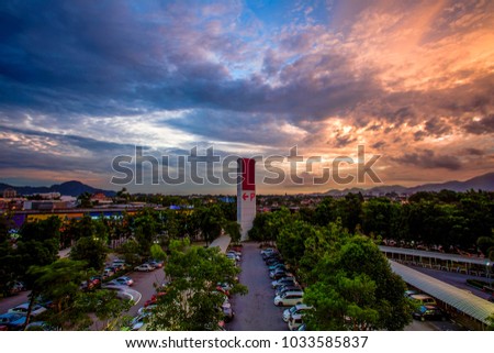 Beautiful View of Ipoh Ciy,Perak,Malaysia during Sunset. Soft focus,Motion Blur When View at Full Resolution.