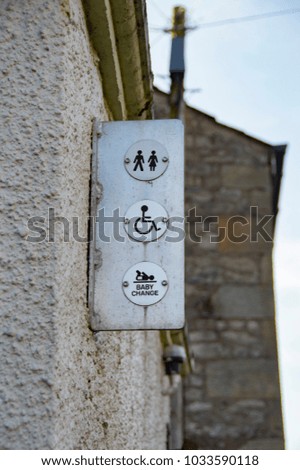 Public Toilets Signage In British Rural Village 