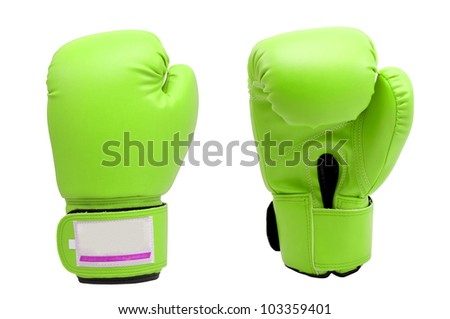 Vintage  green color Boxing gloves Front and Back side with white blackground
