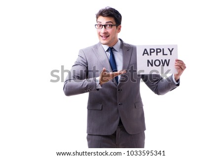 Businessman in recruitment concept isolated on white background