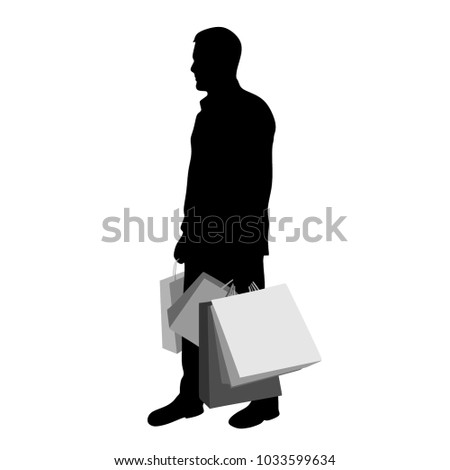 Man in shopping, silhouette