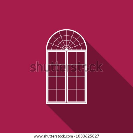 Window icon isolated with long shadow. Flat design. Vector Illustration