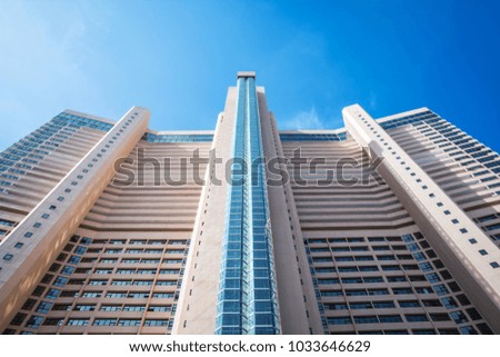 Skyscrapers from a low angle view with sunlight on the daytime