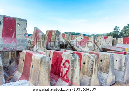 concrete barriers red and white