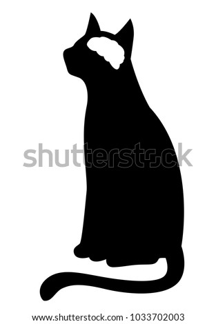 Illustration of a Silhouette of a Cat with Its Brain in White