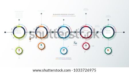 Vector infographics timeline design template with 3D paper label, integrated circles background.Time line infographic for content, business, info graph, flowchart, diagram, steps process