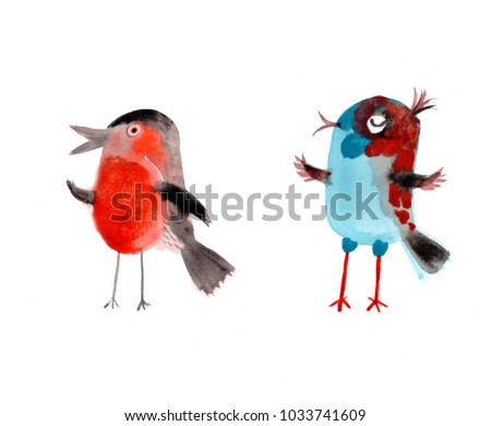 Birds. Illustrations. Characters. Hand drawn art for design. Colorful. Animals.