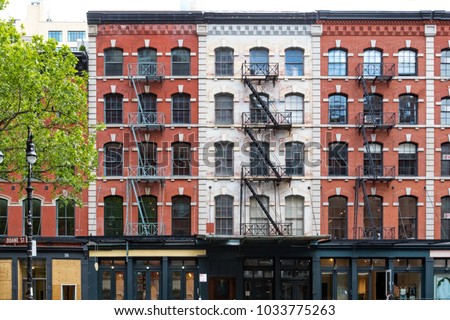 Buildings on Duane Street in the Tribeca neighborhood of Manhattan, New York City Royalty-Free Stock Photo #1033775263