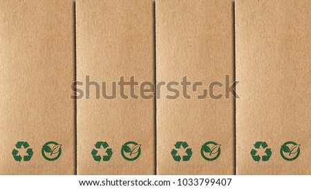 Eco packaging background. Recycling paper bag brown shopping, that do not cause harm to the environment. Recycling and ecology sign. Ecologic craft package. Royalty-Free Stock Photo #1033799407