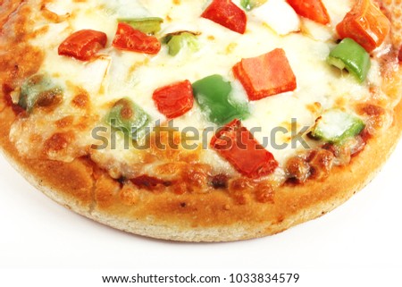 Delicious Veg Cheese Pizza On White.