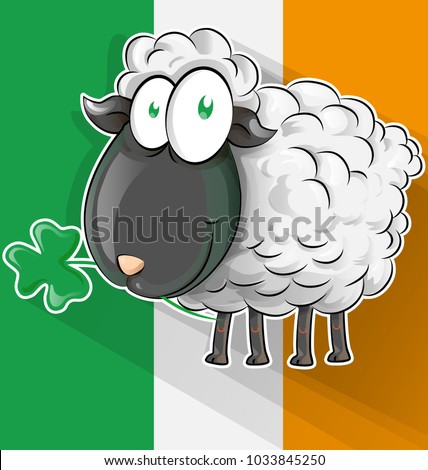 Irish sheep cartoon on Ireland flag
