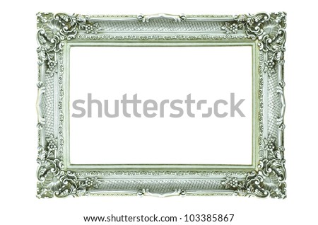 Vintage silver picture frame isolated on white