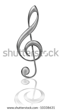 Silver clef isolated on white background