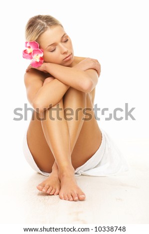 Portrait of beautiful woman before spa treatment Royalty-Free Stock Photo #10338748