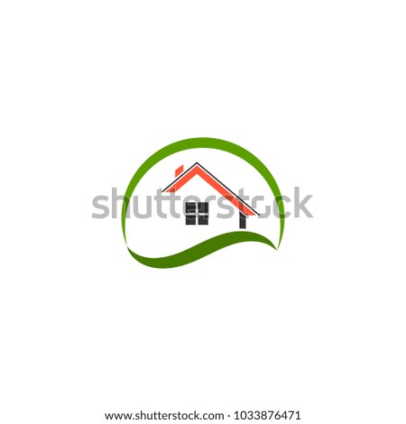 Green eco house concept logo vector design elements 